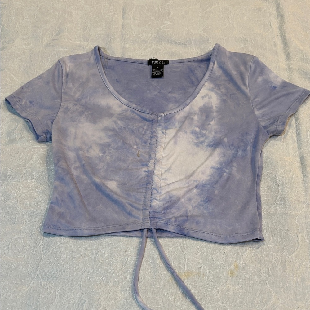 Rue21 Lavender Tie-Dye Front Cinch Crop Top